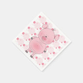 明るいピンク色の豚の漫画 スタンダードカクテルナプキン (角)