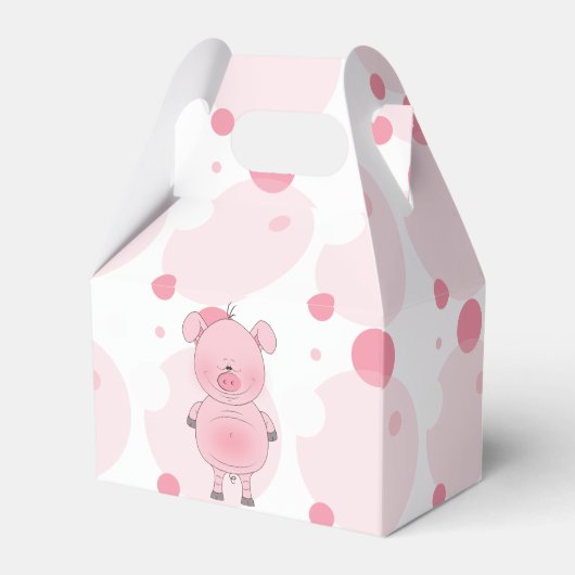 明るいピンク色の豚の漫画 フェイバーボックス (裏面サイド)