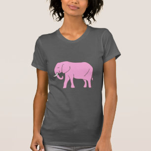 明るいピンク象の歩く Tシャツ