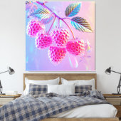 明るいピンク透明ラズベリー キャンバスプリント (インサイチュ (寝室))