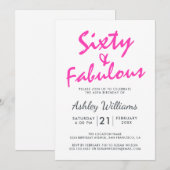 明るいピンク40品 | 第60回誕生日パーティー 招待状 (正面/裏面)