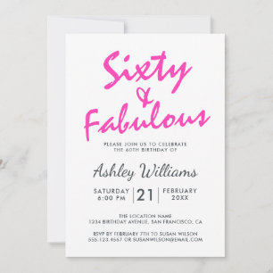 明るいピンク40品   第60回誕生日パーティー 招待状