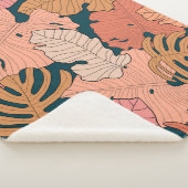 明るいピンク、オレンジ、黄色葉のモンステラと シェルパブランケット (3/4)