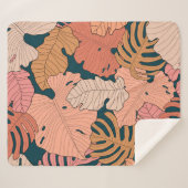 明るいピンク、オレンジ、黄色葉のモンステラと シェルパブランケット (正面(横))