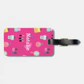 明るいピンク、化粧、美しい、手入れをするパターン ラゲッジタグ (裏面横)