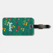明るいピンク、黄色、緑のフローラ ラゲッジタグ (裏面横)