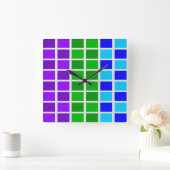 明るいピーコックの色の正方形 スクエア壁時計 (ホーム)