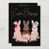 明るいピーチイースターバニー絵画ウォーターカラーのホ シーズンカード (正面/裏面)