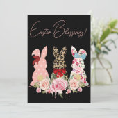 明るいピーチイースターバニー絵画ウォーターカラーのホ シーズンカード (スタンド正面)