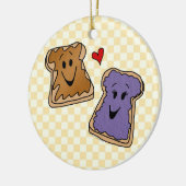 明るいピーナッツバターとゼリーの漫画の友人 セラミックオーナメント (左)