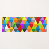 明るいファンキーカラフル三角形パターンモノグラム ヨガマット (正面(横))