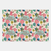 明るいファンキーレトロクリスマス ラッピングペーパーシート (正面)