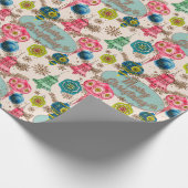 明るいファンキーレトロクリスマス ラッピングペーパー (角)