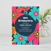 明るいファンキー花 – レトロ – ドーパミンスタイル 招待状 (スタンド正面)