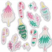 明るいファンタジーなクリスマスのイラスト シール (正面)