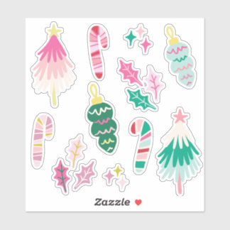明るいファンタジーなクリスマスのイラスト シール
