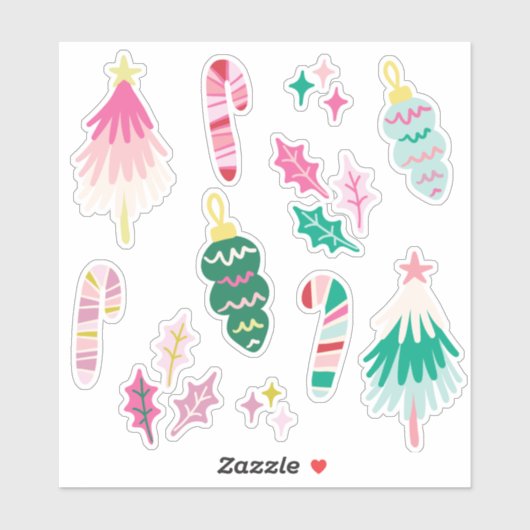 明るいファンタジーなクリスマスのイラスト シール (シート)