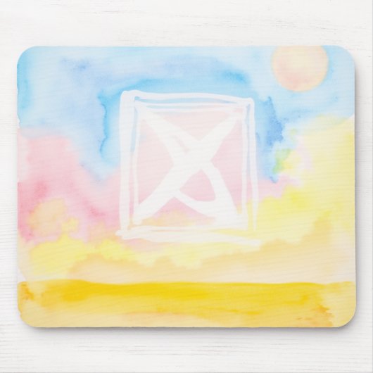 明るいフィールドとシェイプの空 マウスパッド (正面)