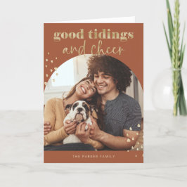 明るいフェイク金ゴールド | 1枚のフォトアーチクリスマス シーズンカード