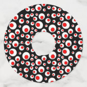 明るいフェスティバルの赤いボールが黒の白い円 ワイングラスタグ (裏面)