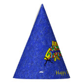 明るいフェスティバルカラフルフィッシュスパークルルルブルー パーティーハット (左)