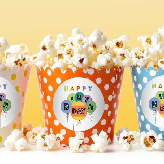 明るいフェスティバルハッピーバースデーバルーン ラウンドシール