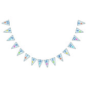 明るいフェスティバルハッピーバースデーバルーン(青) バンティングフラッグ (全)
