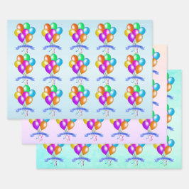 明るいフェスティバルバルーンのハッピーバースデー ラッピングペーパーシート