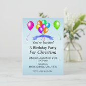 明るいフェスティバル誕生日バルーンバナーブルー 招待状 (スタンド正面)