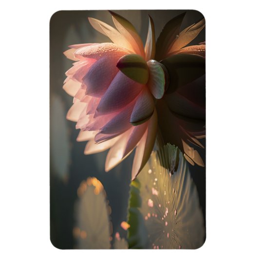 明るいフォトマグネットにピンクロータス マグネット (縦)