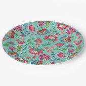 明るいフォークの花のターコイズのパタ結婚ーン ペーパープレート (アングル)