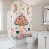 明るいフォークアートモスの模様 シャワーカーテン (インサイチュ)