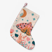 明るいフォークアートモスの模様 スモールクリスマスストッキング (正面 (吊り時))