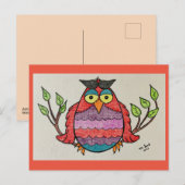 明るいフクロウのポストクロッシング葉書 ポストカード (正面/裏面)