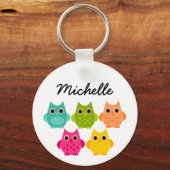 明るいフクロウの束 キーホルダー (正面)