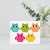 明るいフクロウの束 ポストカード (スタンド正面)