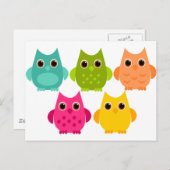 明るいフクロウの束 ポストカード (正面/裏面)