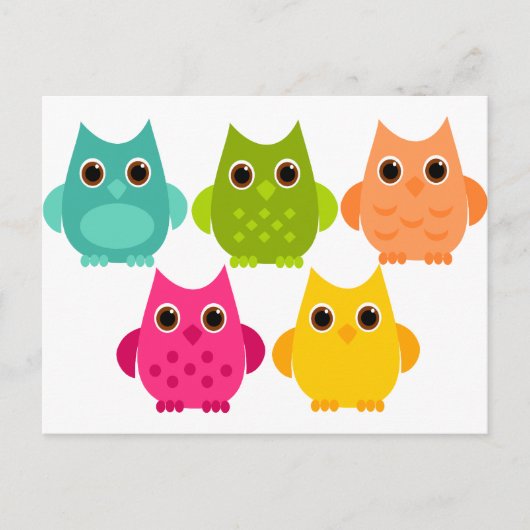 明るいフクロウの束 ポストカード (正面)