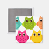 明るいフクロウの束 マグネット (正面/裏面)