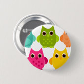 明るいフクロウの束 缶バッジ (正面&裏面)