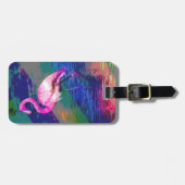 明るいフラミンゴの荷物のラベル ラゲッジタグ (正面横)