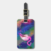 明るいフラミンゴの荷物のラベル ラゲッジタグ (正面縦)
