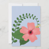 明るいフラミンゴハイビスカスブルーホワイト金ゴールド 招待状 (裏面)