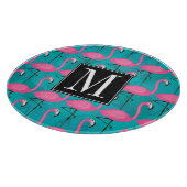 明るいフラミンゴパターン|はあなたのイニシャルを加えます カッティングボード (角)