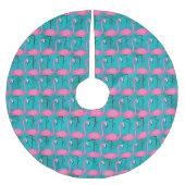 明るいフラミンゴパターン ブラッシュドポリエステルツリースカート (正面)