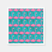 明るいフラミンゴ模様 |イニシャルの追加2 スタンダードカクテルナプキン (正面)