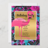 明るいフラミンゴ熱帯フローラ 招待状 (正面)