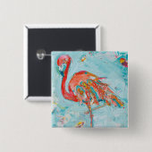 明るいフラミンゴ 缶バッジ (正面&裏面)