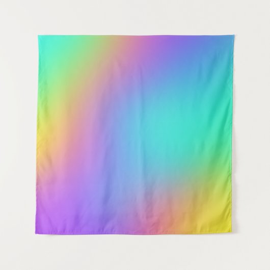 明るいフリーフォームレインボーグラデーションタペストリー タペストリー (正面(横))