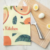 明るいフルーツキャラクターを水彩色で キッチンタオル (四つ折り)